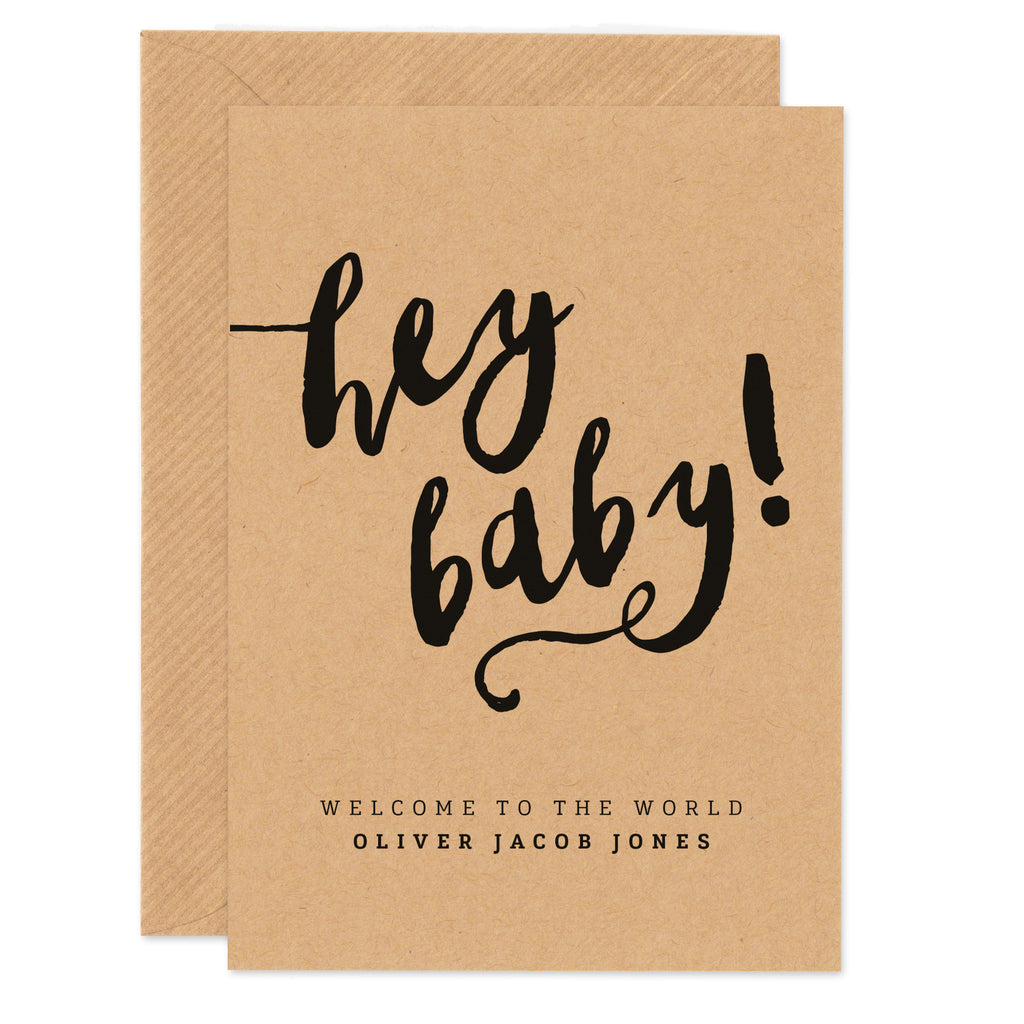 Personalised 'Hey Baby' new baby card - Project Pretty