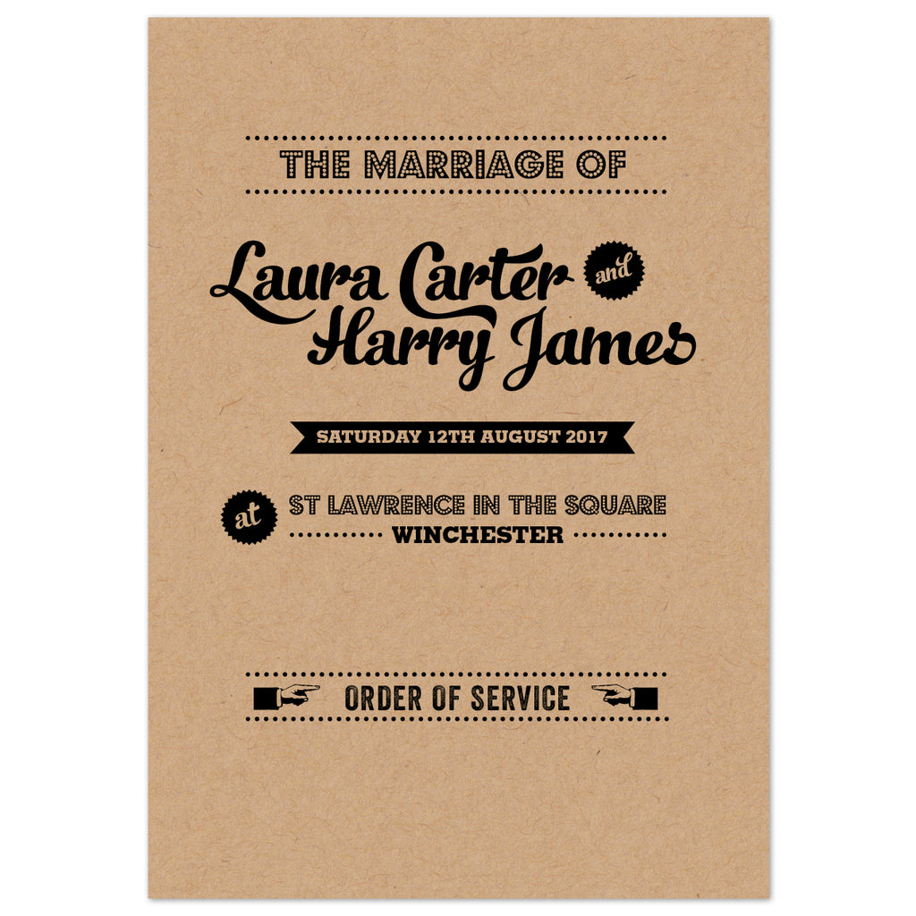 Retro Vintage Kraft Order of Service booklets - Project Pretty
