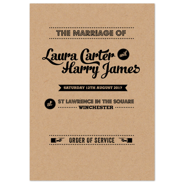 Retro Vintage Kraft Order of Service booklets - Project Pretty