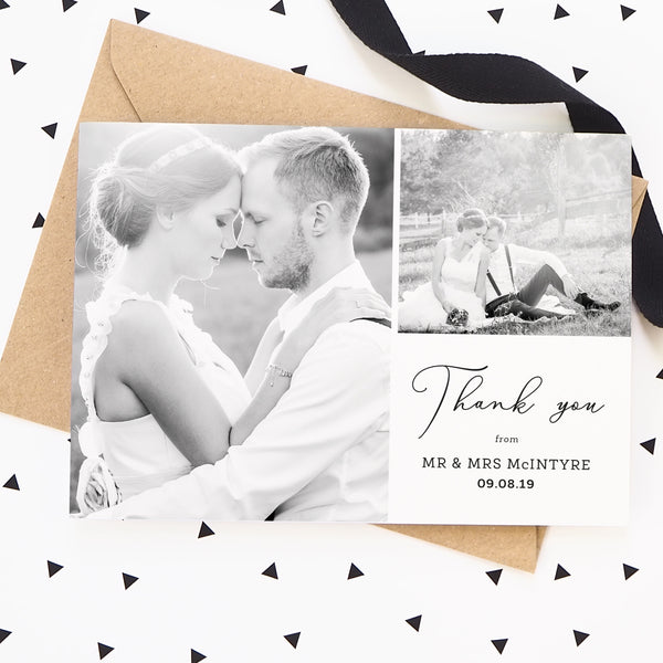 Script Collage Wedding Photo Thank You Cards - Project Pretty