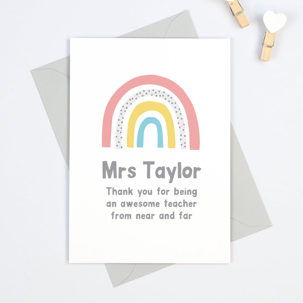 Rainbow personalised teacher thank you card - Project Pretty