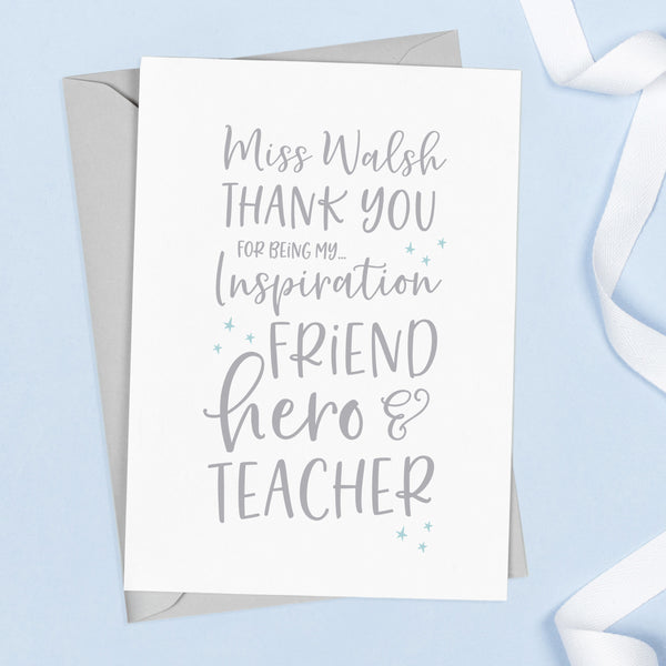 Typographical teacher thank you card - Project Pretty