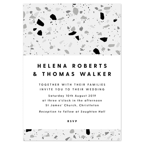 Terrazzo monochrome Wedding Invitation - Project Pretty