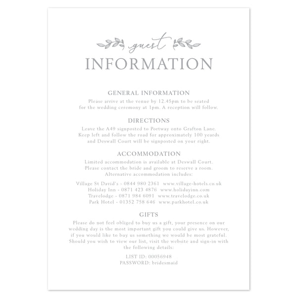Darcey information card - Project Pretty