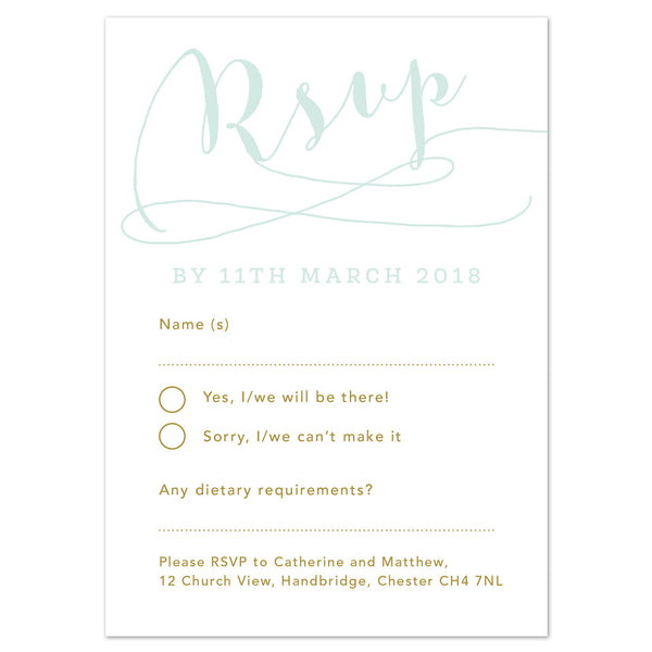 Mint Romance RSVP card - Project Pretty