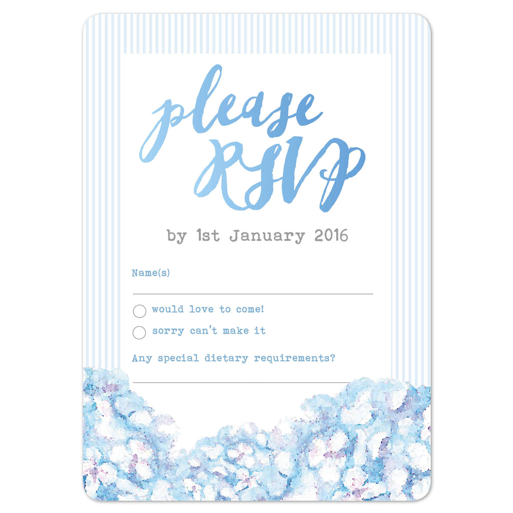 Hydrangea Blue RSVP card - Project Pretty