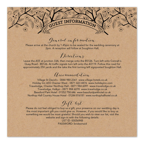 Enchanted Forest Kraft information card - Project Pretty