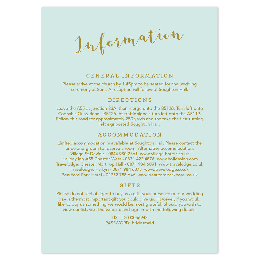 Mint Romance information card - Project Pretty