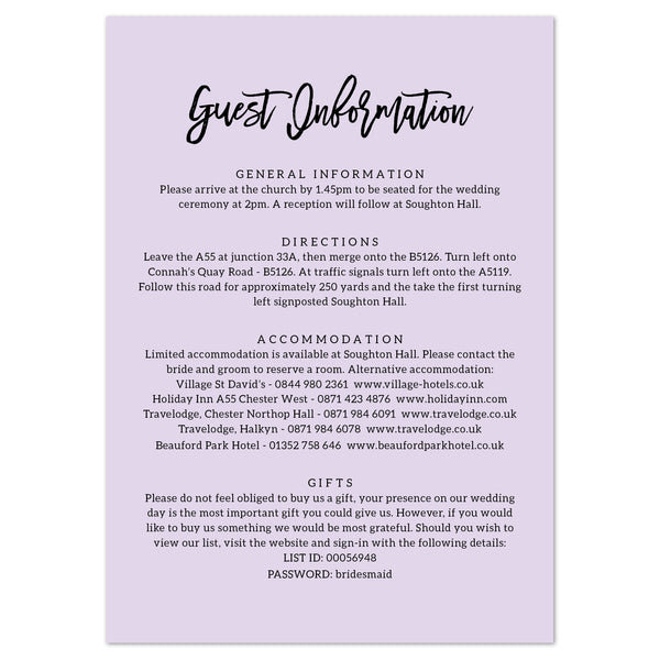 Harlow information card - Project Pretty