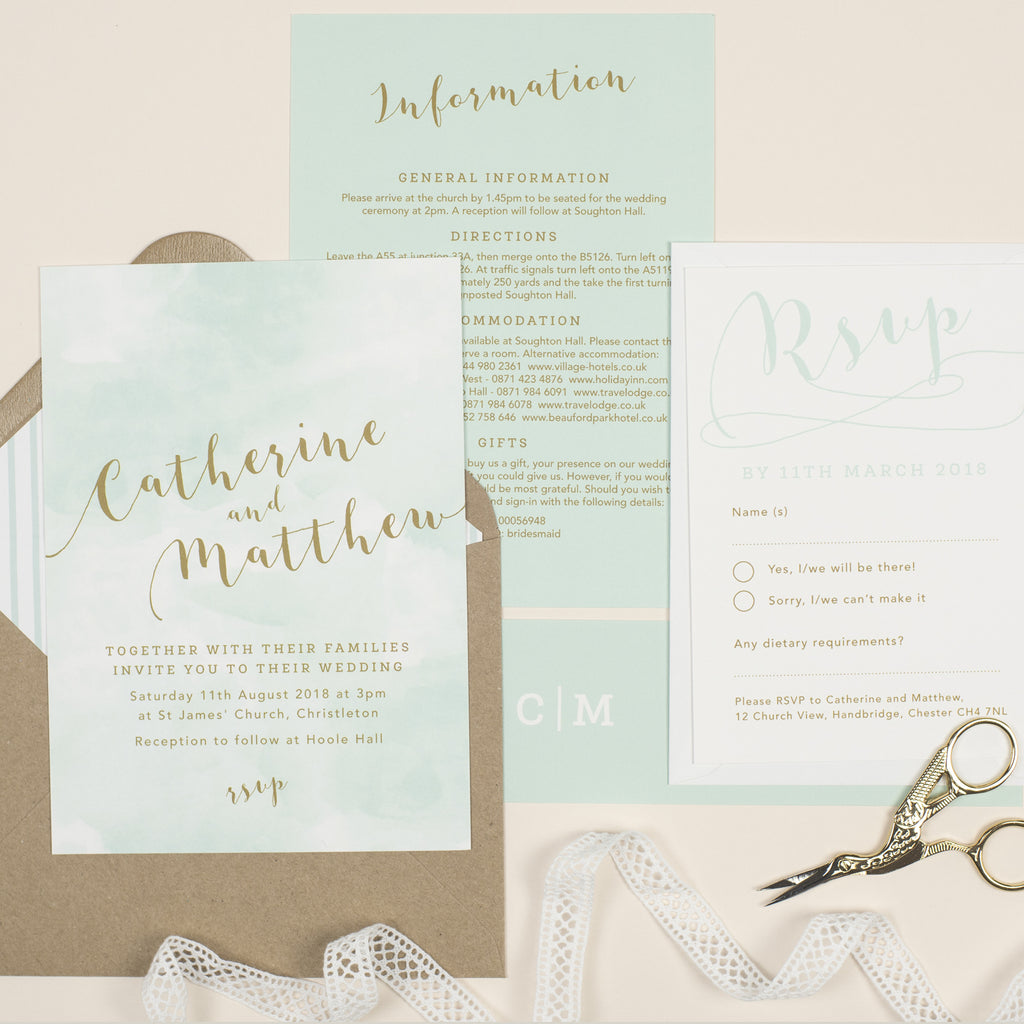 Mint Romance Wedding Invitation - Project Pretty