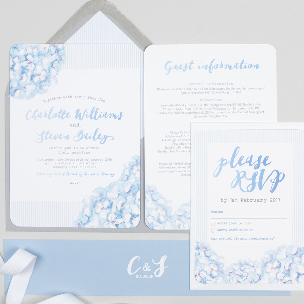 Hydrangea Blue Wedding Invitation - Project Pretty