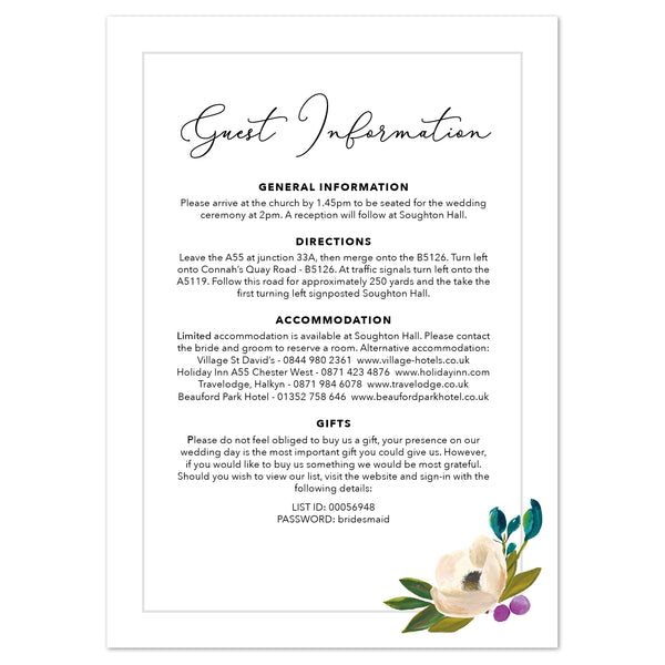 Sadie information card - Project Pretty