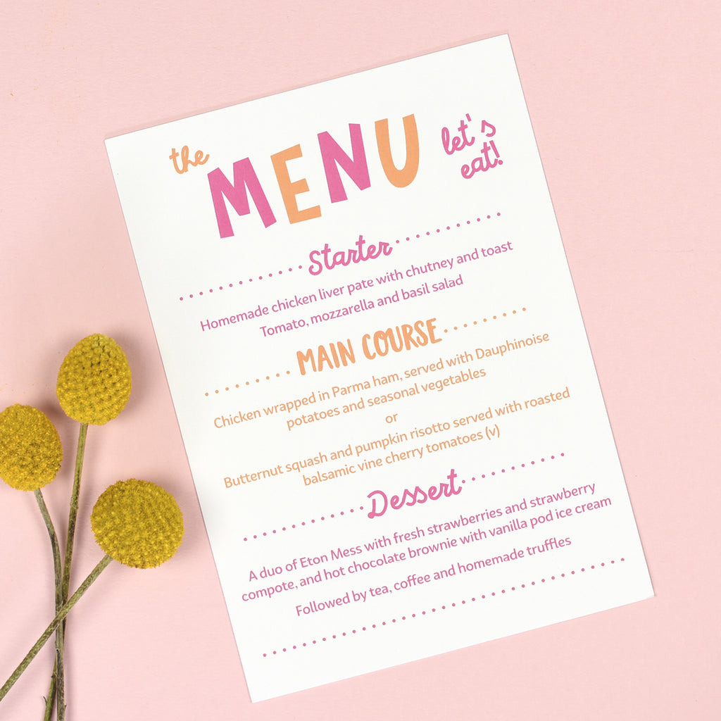 Charlie Menu Cards - Project Pretty