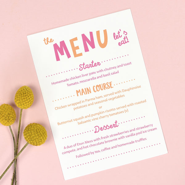Charlie Menu Cards - Project Pretty