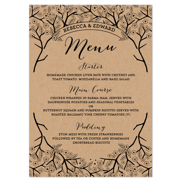 Enchanted Forest Kraft Menu Cards - Project Pretty