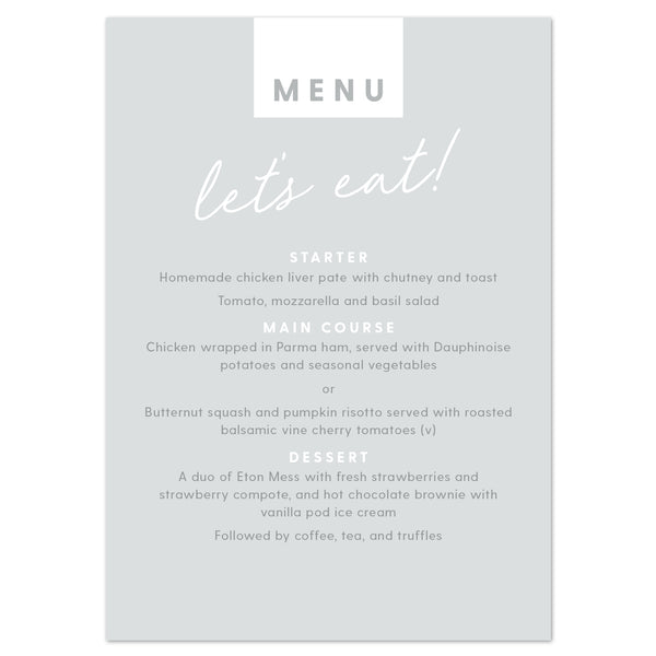 Rachel Menu Cards - Project Pretty