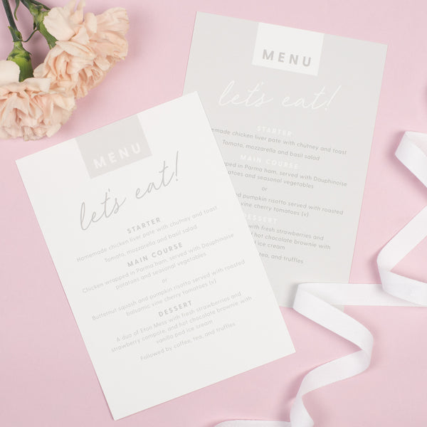 Rachel Menu Cards - Project Pretty