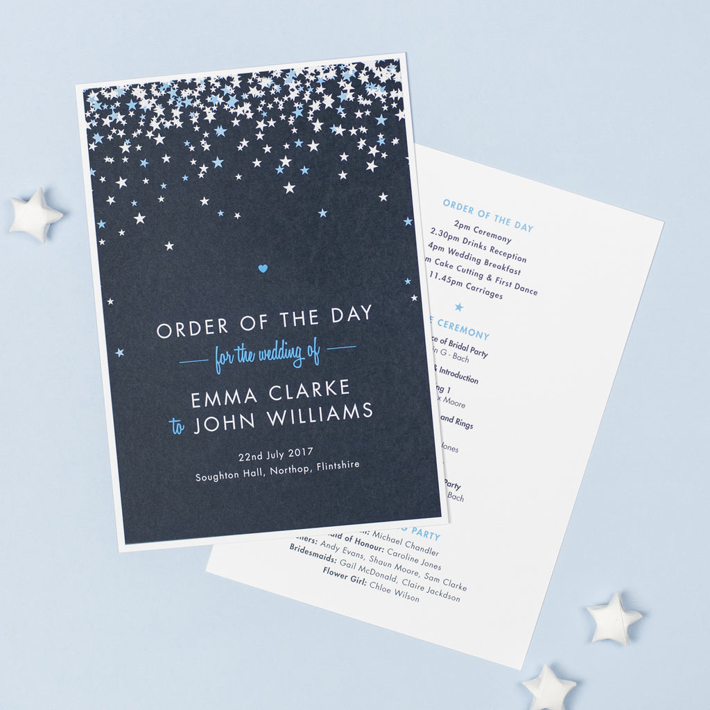 Bella Wedding Order Of The Day Program Cards - Project Pretty