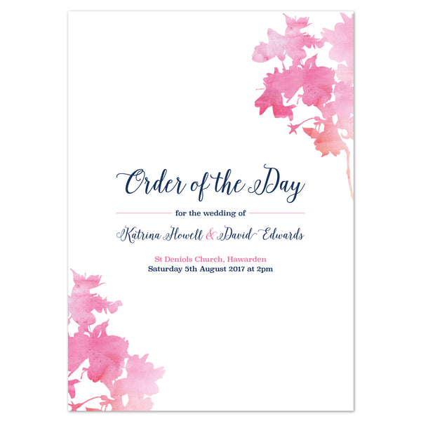 Blossom Wedding Order Of The Day Program Cards - Project Pretty
