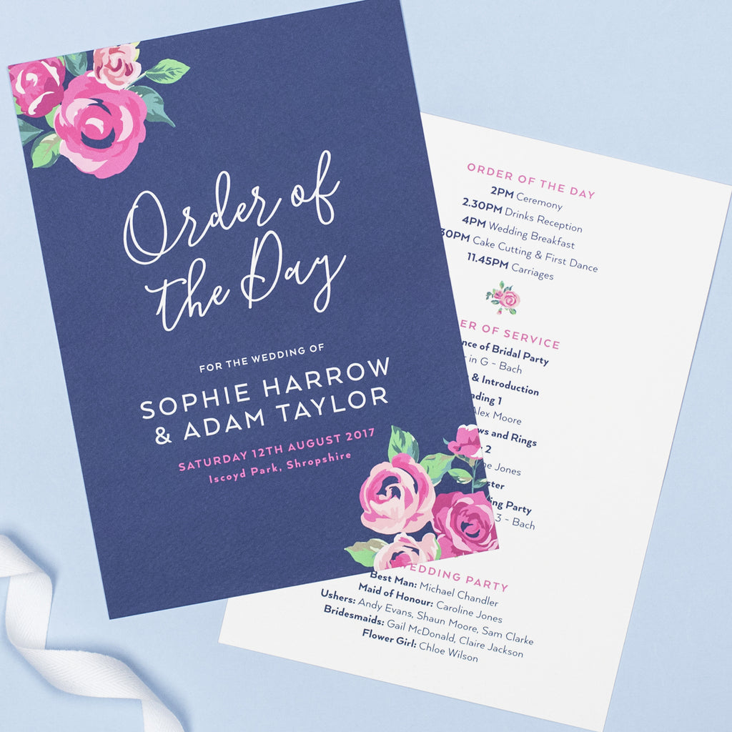 Adela Wedding Order Of The Day Program Cards - Project Pretty