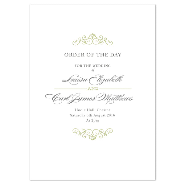 Eva Wedding Order Of The Day Program Cards - Project Pretty
