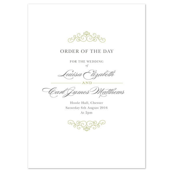 Eva Wedding Order Of The Day Program Cards - Project Pretty