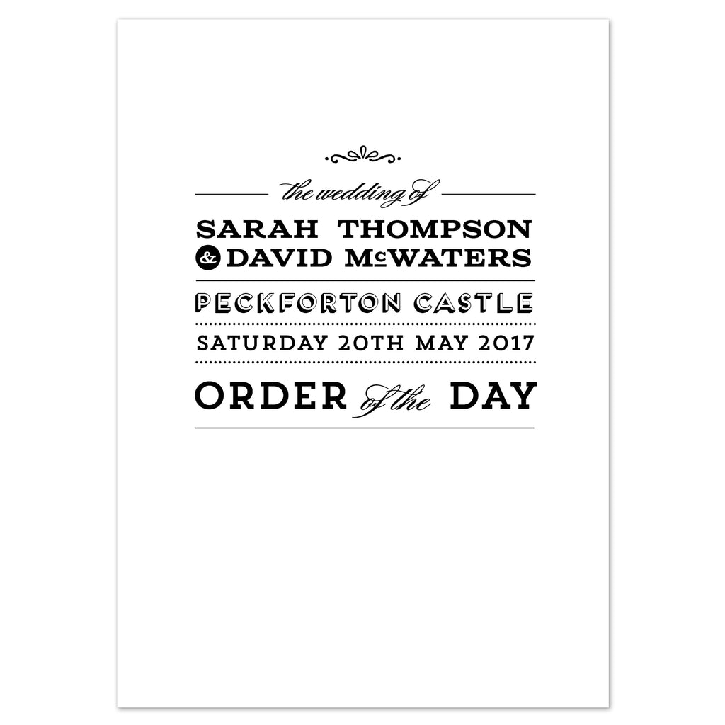 Frankie Wedding Order Of The Day Program Cards - Project Pretty