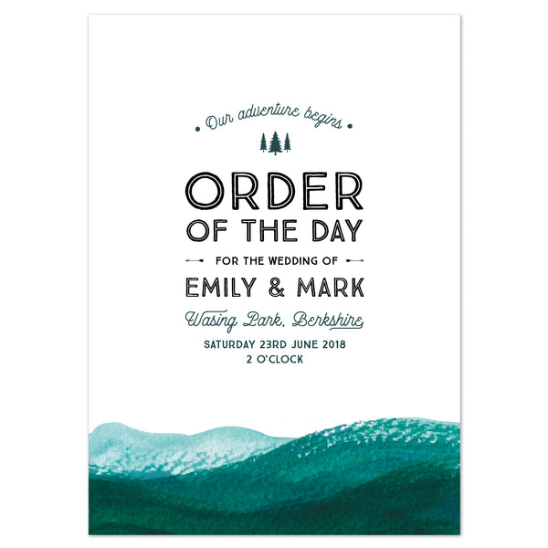 Adventure Wedding Order Of The Day Program Cards - Project Pretty
