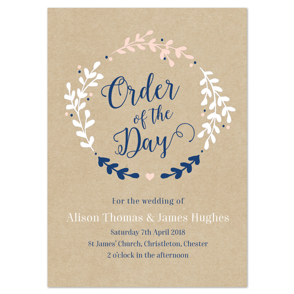 Hannah Wedding Order Of The Day Program Cards - Project Pretty