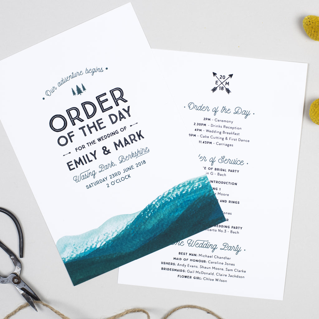 Adventure Wedding Order Of The Day Program Cards - Project Pretty