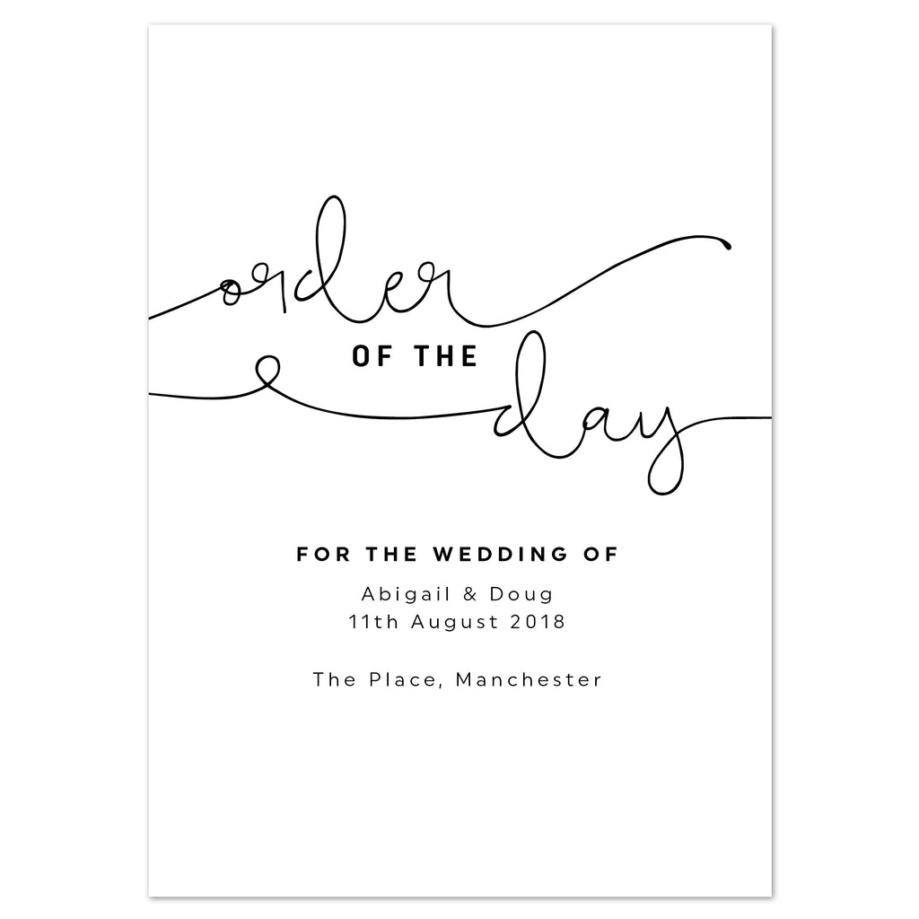Kate Wedding Order Of The Day Program Cards - Project Pretty