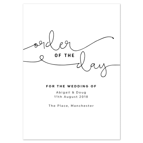 Kate Wedding Order Of The Day Program Cards - Project Pretty