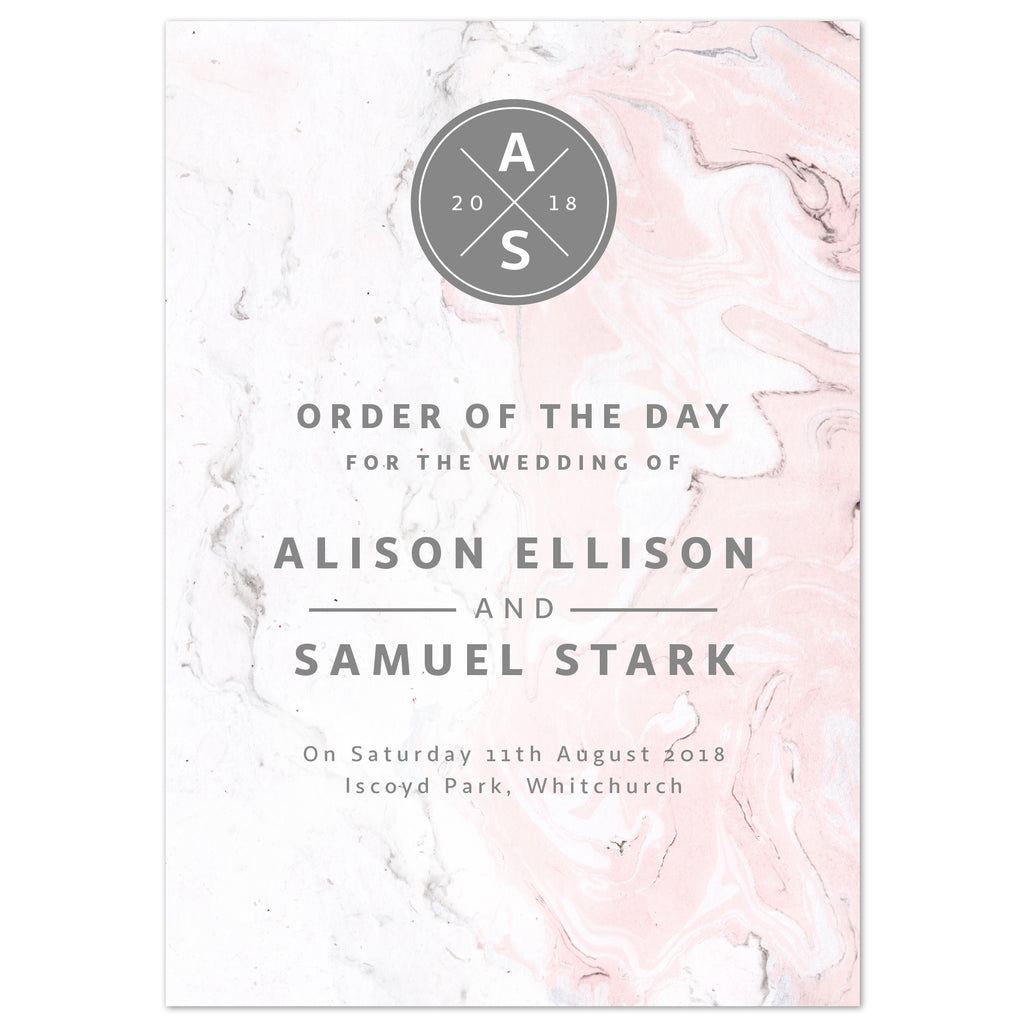 Marble Wedding Order Of The Day Program Cards - Project Pretty