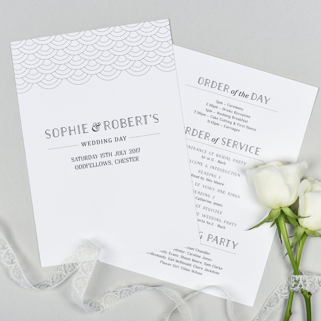 Millie Wedding Order Of The Day Program Cards - Project Pretty