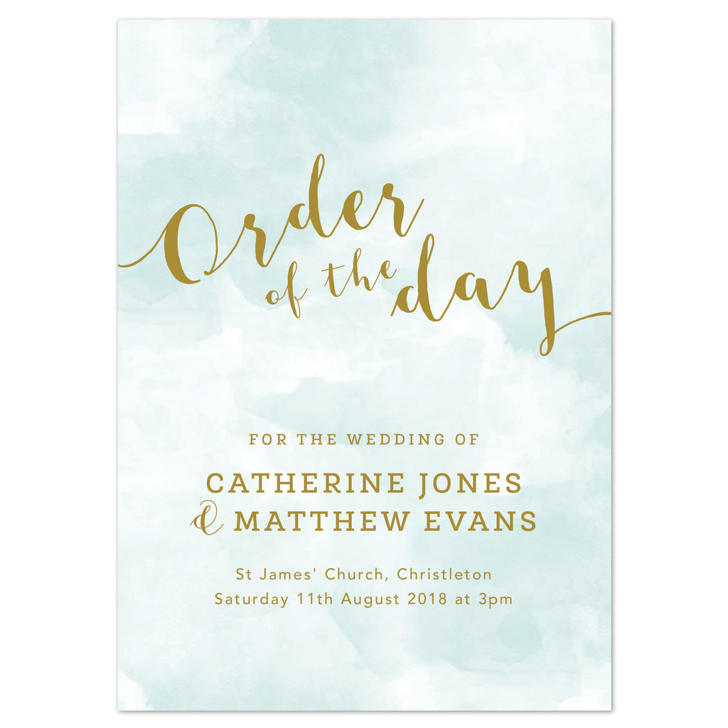 Mint Romance Wedding Order Of The Day Program Cards - Project Pretty