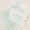 Mint Romance Wedding Order Of The Day Program Cards - Project Pretty