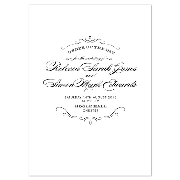 Olivia Wedding Order Of The Day Program Cards - Project Pretty