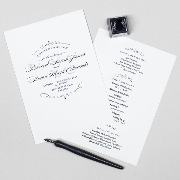 Olivia Wedding Order Of The Day Program Cards - Project Pretty