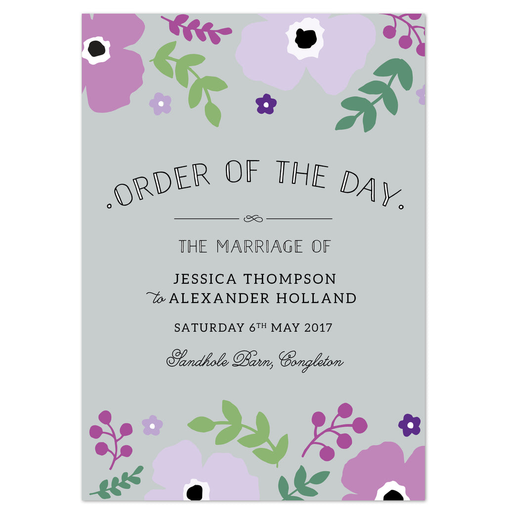 Poppy Wedding Order Of The Day Program Cards - Project Pretty