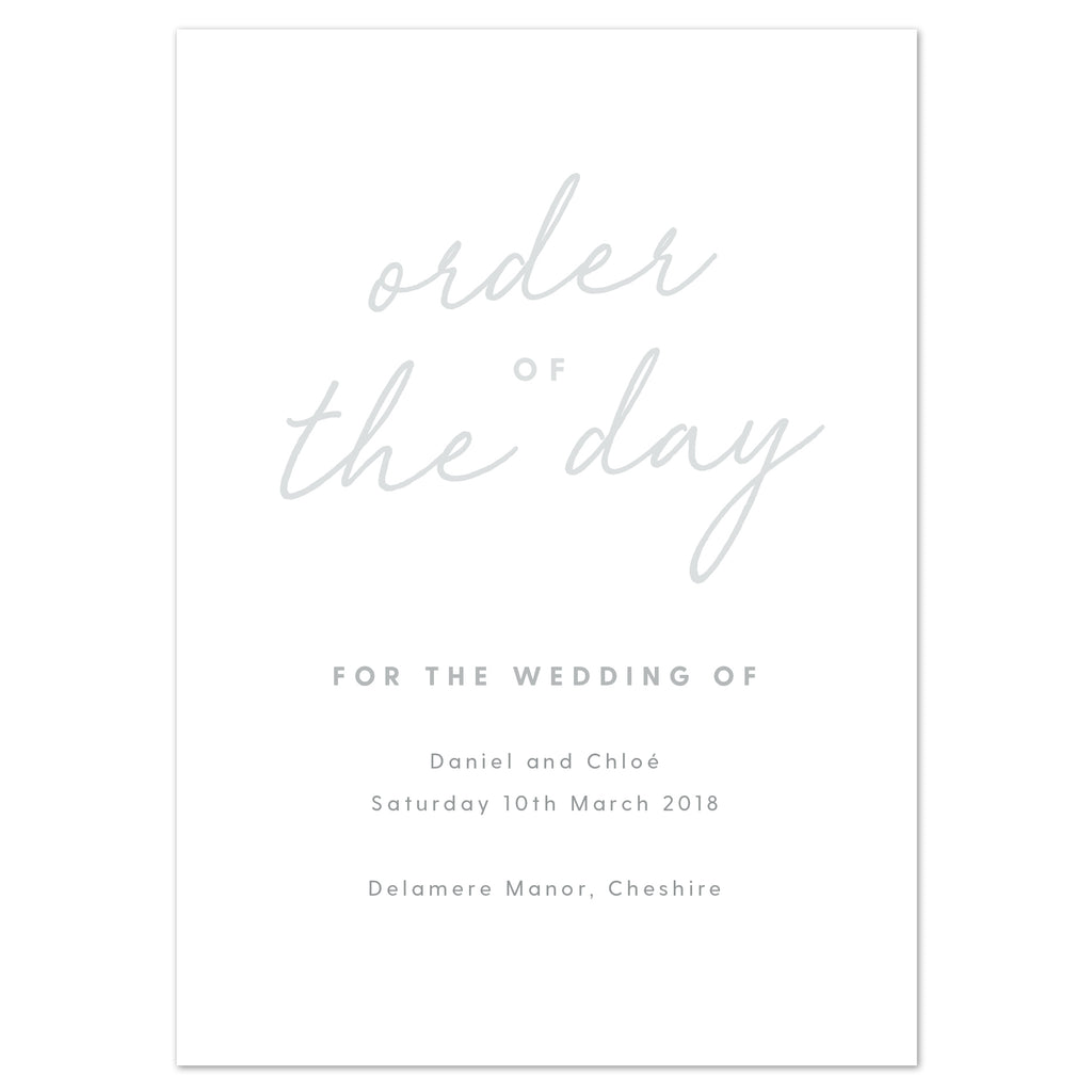 Rachel Wedding Order Of The Day Program Cards - Project Pretty