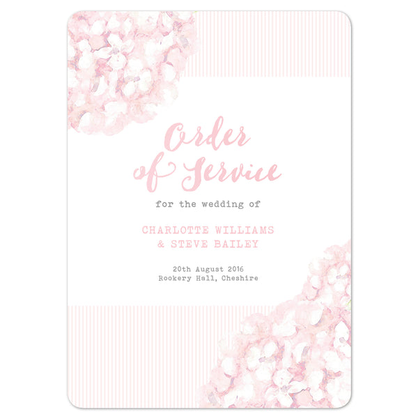 Hydrangea Pink Order of Service booklets - Project Pretty