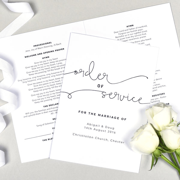 Kate Order of Service booklets - Project Pretty