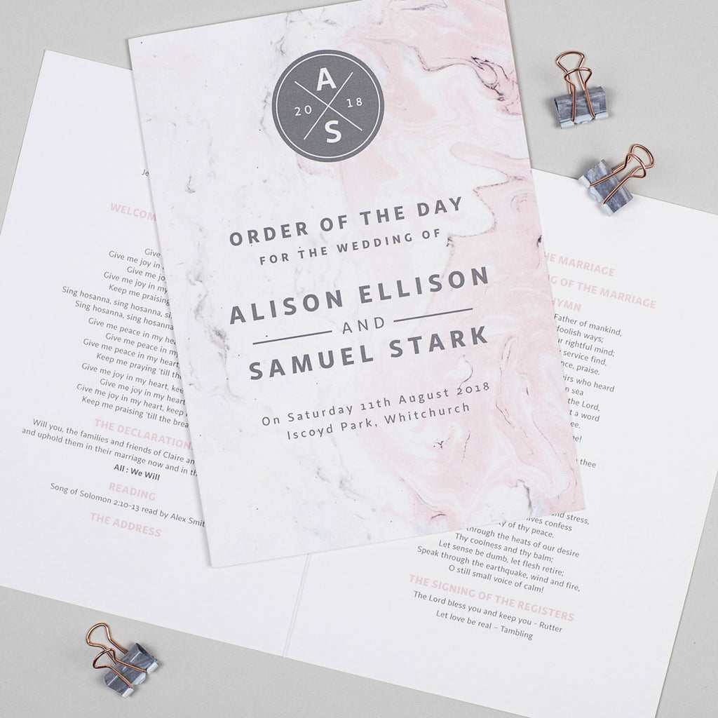 Marble Order of Service booklets - Project Pretty