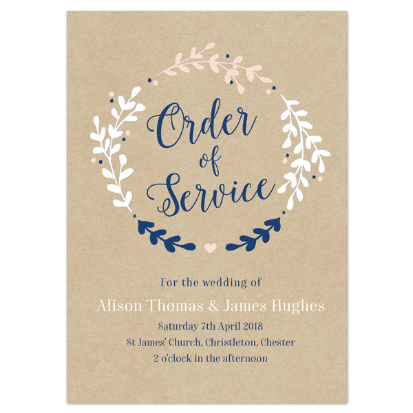 Hannah Order of Service booklets - Project Pretty