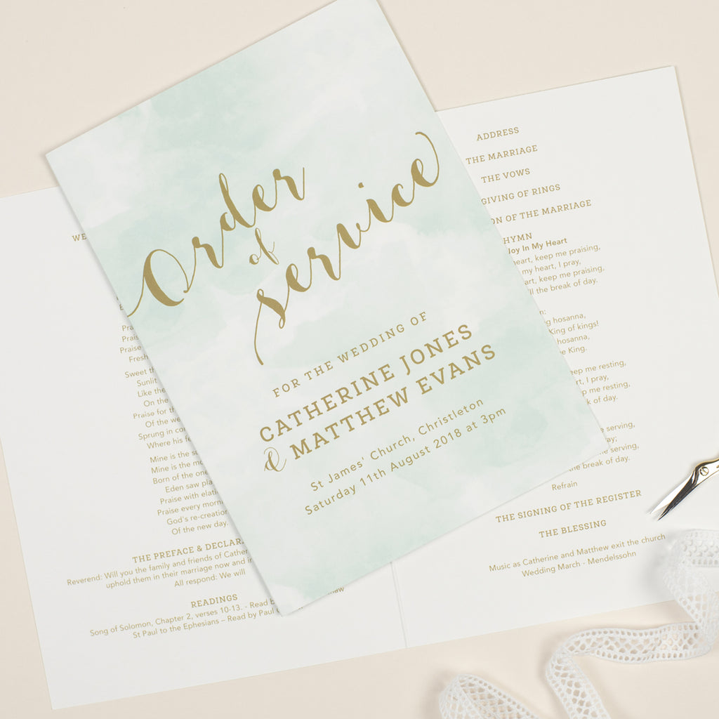 Mint Romance Order of Service booklets - Project Pretty