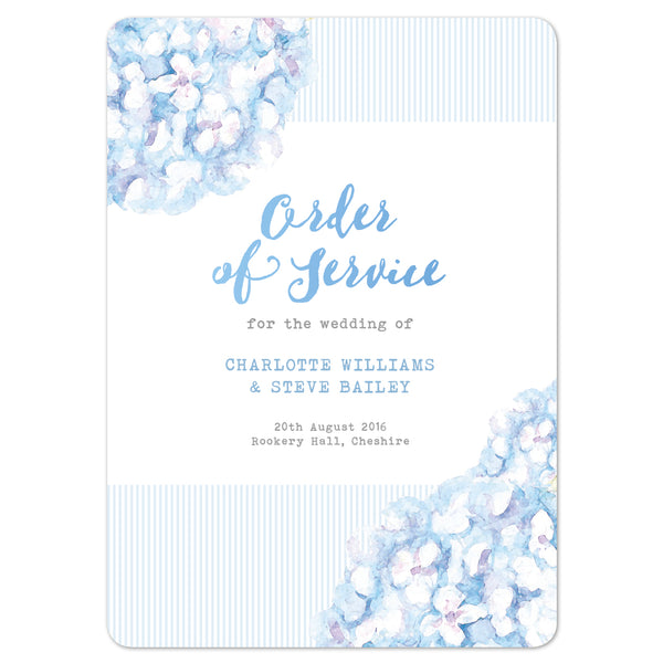 Hydrangea Blue Order of Service booklets - Project Pretty