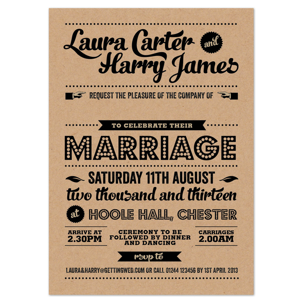 Retro wedding store invitations